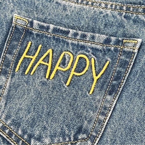 WILD FABLE Highest Rise Mom Shorts, HAPPY Stitched on Back Pocket, Boho Festival - Picture 9 of 13